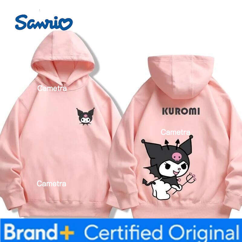 Sanrio Co-branded for Boys Girls Kuromi Pattern Print Children's Autumn and Winter Hoodie Sweatshirt Trend H260112
