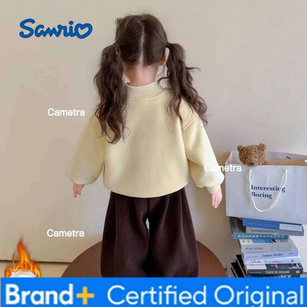 Sanrio Velvet Hoodie Sweater Long Sleeves Bottoming Shirt Anime Jacket for Girls Kawaii Cartoon Children's Clothing Hoodies H260112