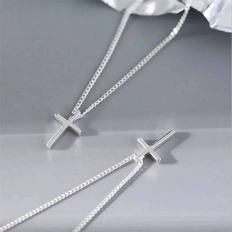 New Arrival Simple Cross Coll Girl 925 Sterling Silver Jewelry Fashion Women Clavicle Chain Pendant Necklaces XL006 H260112
