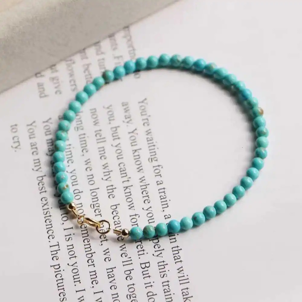 4MM Beautiful Natural Turquoise Beads Bracelet Easter Buddhism Diy Beaded Souvenir Pray Energy National Style Healing Handmade 260107