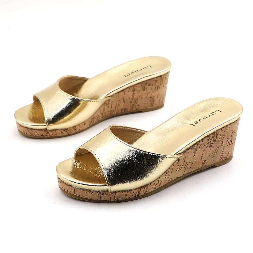 Lurnyet Women's Wedge Heel Slide Sandals Casual Daily Summer Shoes MOODI-1