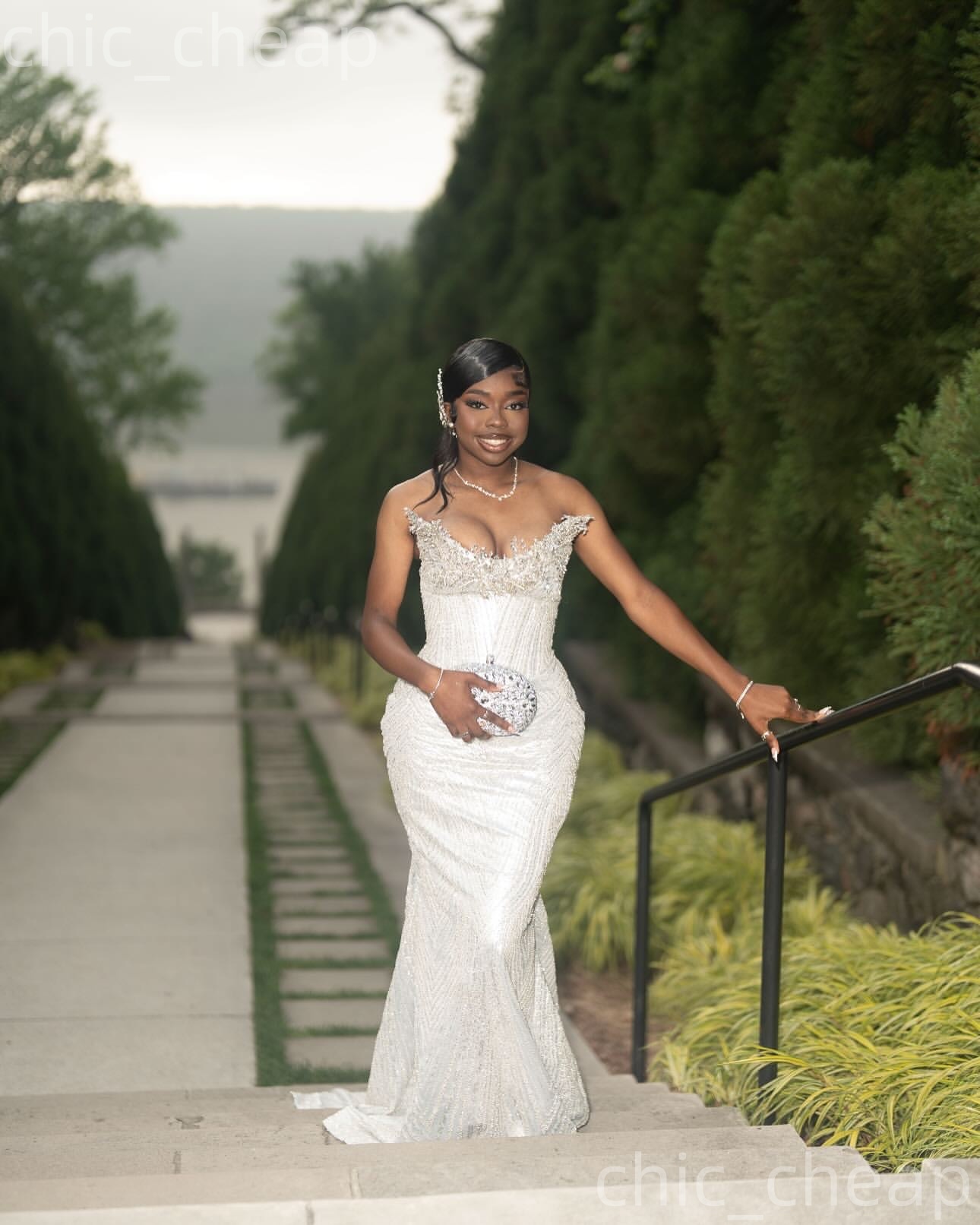 Aso Ebi 2k25 Ivory Mermaid Prom Dresses 2026 Sequined Crystals Sparkly Evening Formal Party Second Birthday Engagement Gowns Dress For Special Occasio