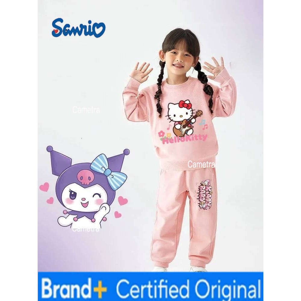 Sanrio Baby Girl Clothes Set Autumn Kid Hello Kitty Sweatshirts Pullover Sweet Top&Pants 2pcs Suit Children Fashion Tracksuits Outfits H260112