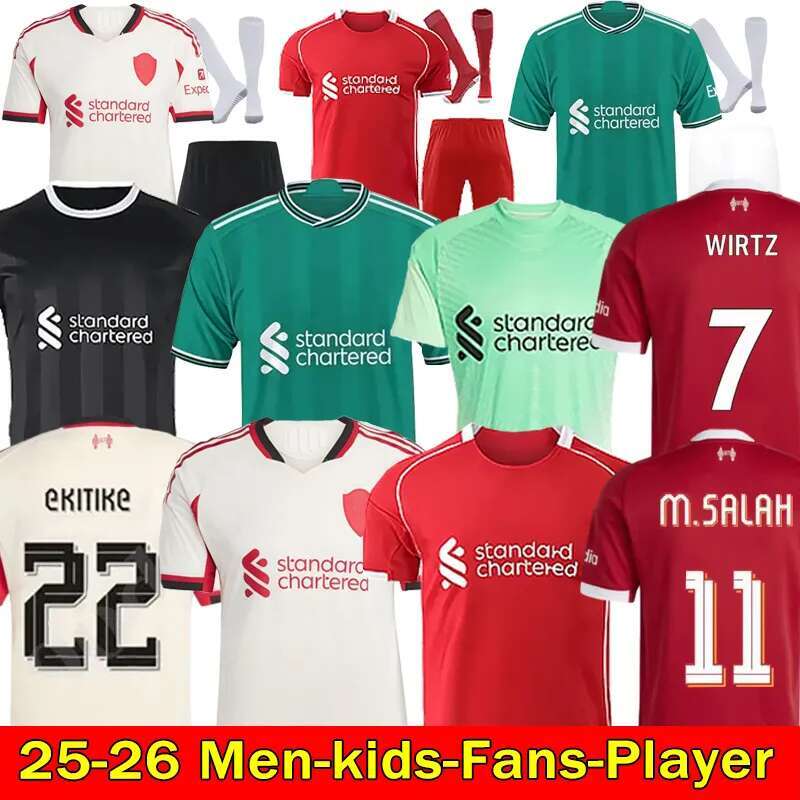 25 26 27 liverpool soccer jersey Wirtz SALAH jersey Ekitike MAC ISAK ALLISTER Kerkez GAKPO DARWIN SZOBOSZLAI Frimpong Long sleeves 2026 lfc football shirt Kids Kit