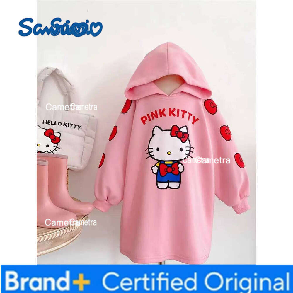 Sanrio Autumn Baby Girls Cute Hello Kitty Hooded Kid Children Long Sleeve Clothes Cartoon Princess Dresses Sweet Dress H260112