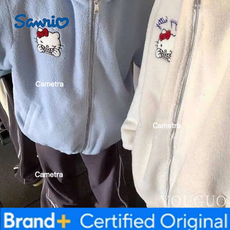 Sanrio Girl Coat Hello Kitty Kawaii Anime Fashion Winter Student Hooded Zipper Keep Warm Thick Children Clothing Christmas Gift H260112