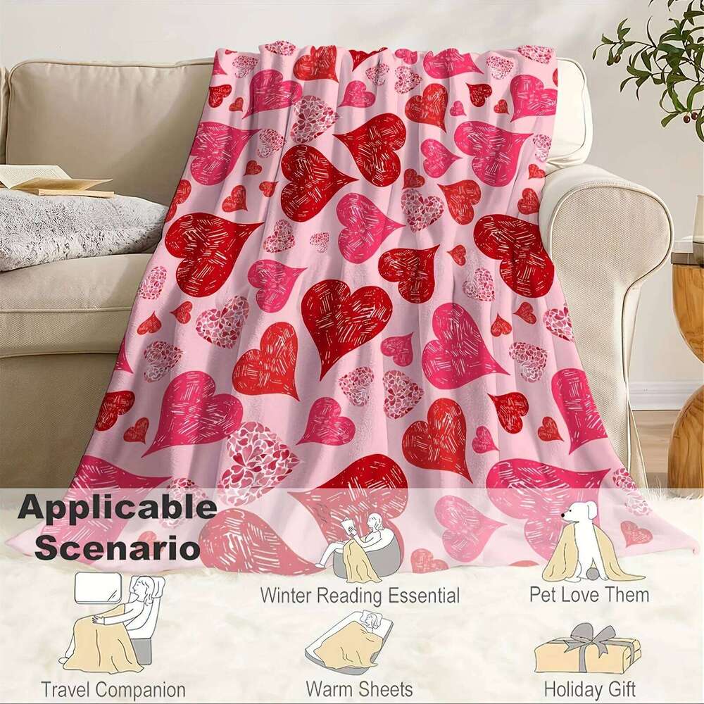 VIKAMA Valentine's Day Love Carpet Soft and Skin friendly Warm Napping Sofa Blanket Air Conditioning Room Shawl XJ260112