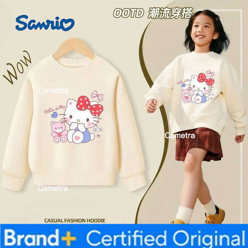 Sanrio Baby Cotton Kid Cartoon Printed Pullover Children Autumn Fashion Long Sleeve T-shrits Girls Clothes Top Hooded H260112