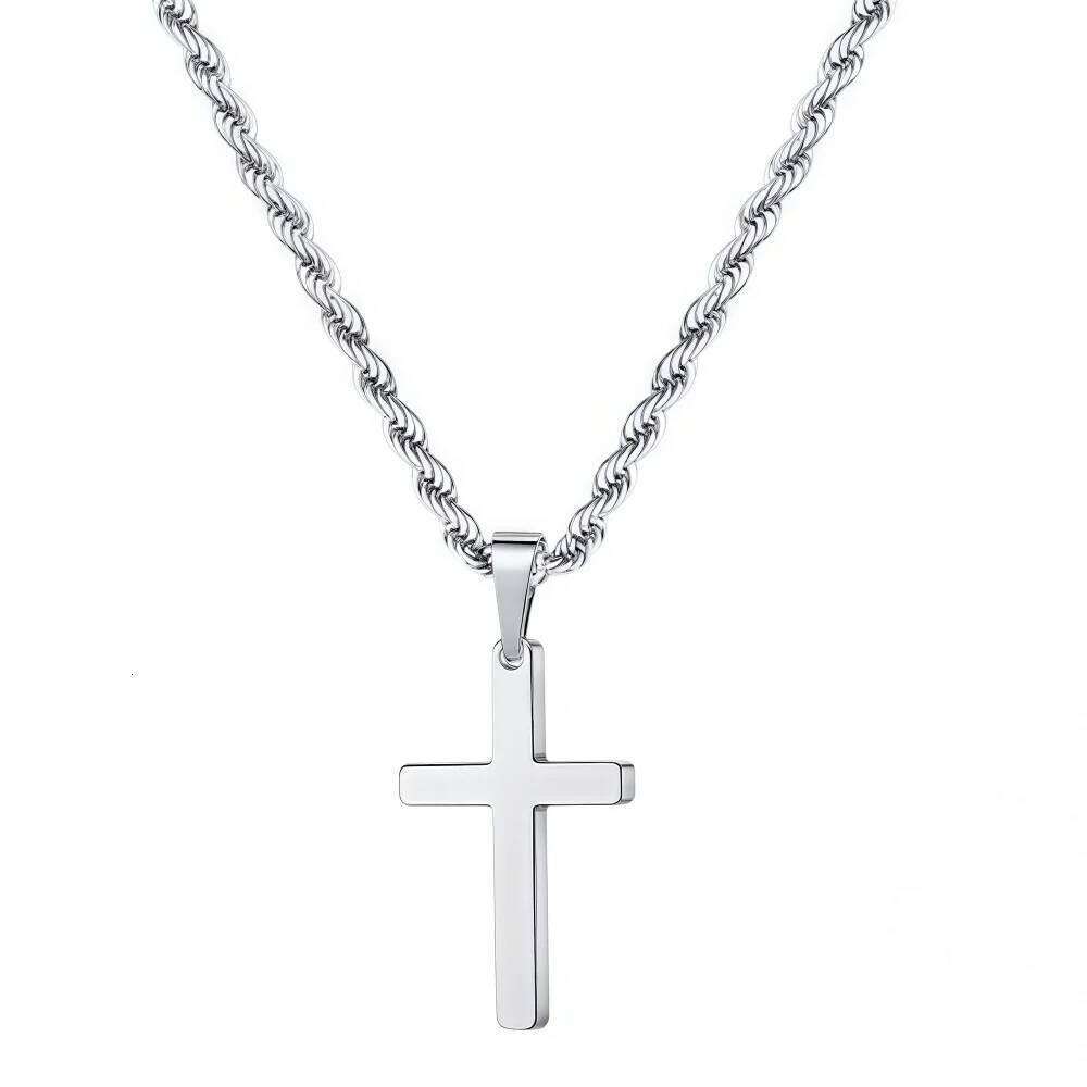 Retro Titanium Twist Chain Gold Color Cross Stainless Steel Pendant Necklace For Men Fashion Jewelry Accessories H260112