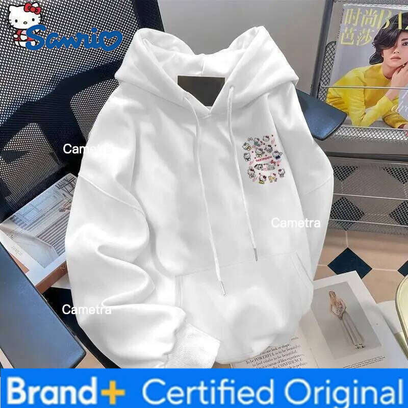 Sanrio Hello Kitty Girl cotton Hoodie Sweatsuit Kawaii Anime Fashion Student Casual Long-Sleeved Autumn Winter Pullover Tops H260112