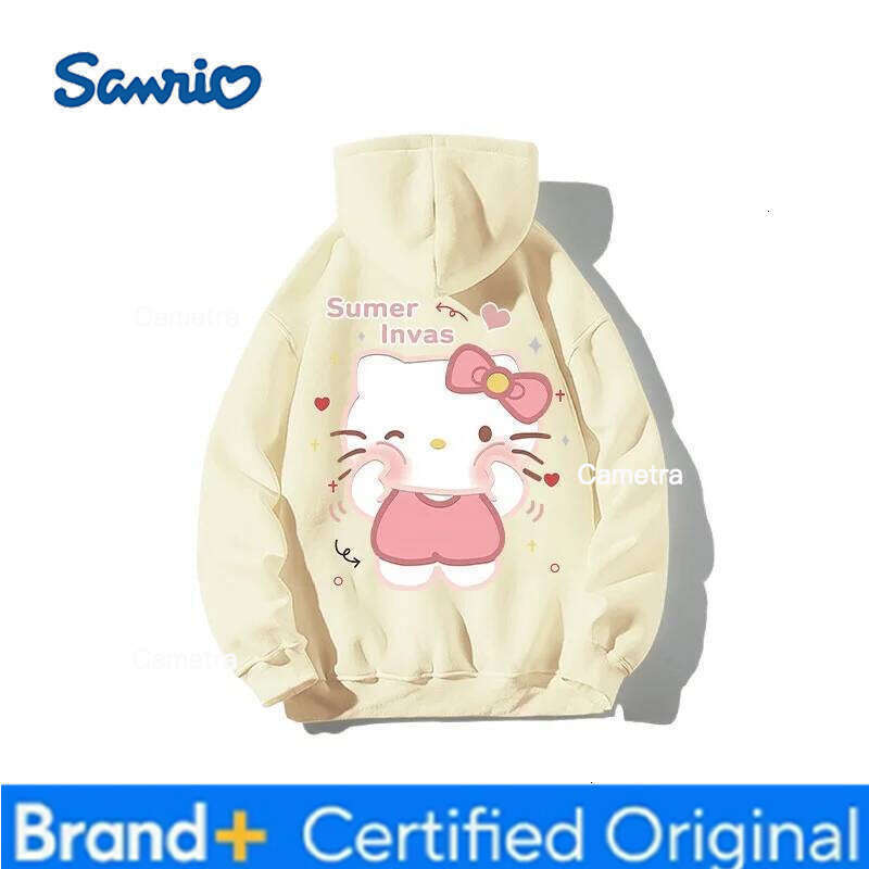 Sanrio Zipper Clothes Cute Top Hello Kitty Cartoon Hoodie Fashion Trend Women's Zip Sweater cute style H260112