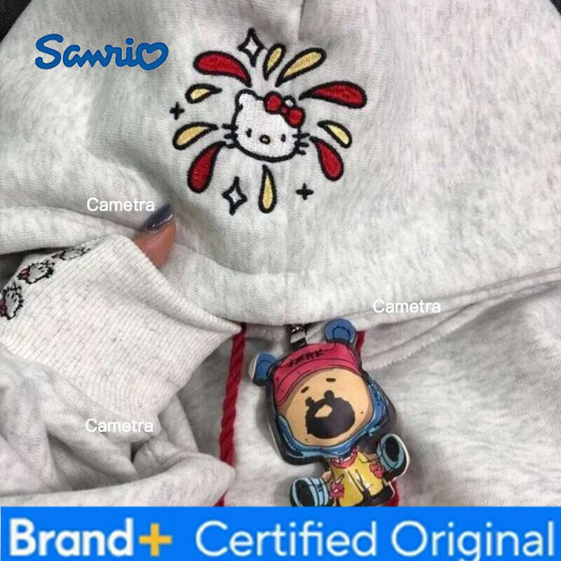 Sanrio Hot Kawayi Adorable Kit Embroidered Hoodie Sweatirts Women's Loose Fit Korean Sle Casual Jaets Spring Autumn Winter New Arrival H2601121