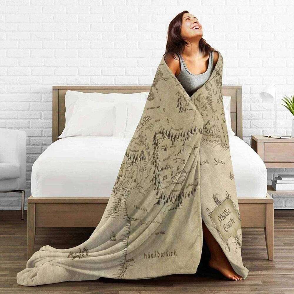 1pc Middle Earth Map Blanket Lord of the Rings Style Fade Resistant Beautiful Timeless Design XJ260112