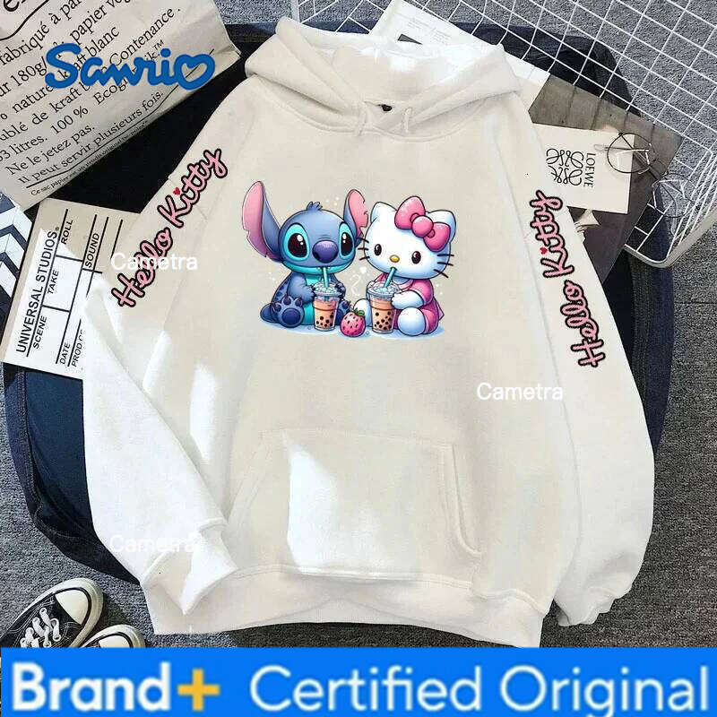 Sanrio Women's Sportswear Japan Harajuku Hello Kitty Tops Cute Clothes Pattern Hoodie Long Sleeve Jacket Women Winter H260112