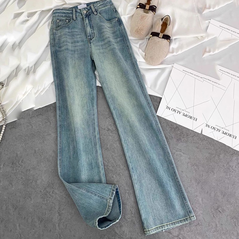 Women's Jeans--High-Waisted Narrow-Fit High-Stretch Jeans, Women's Embroidered Slim-Fit Straight-Leg Pants---8928