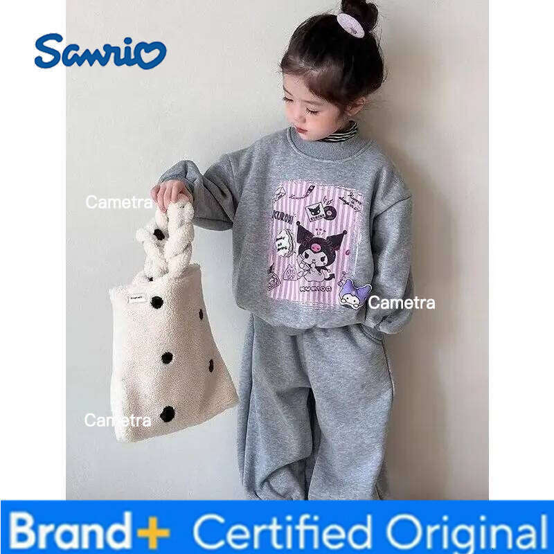 Sanrio HelloKitty Girl Loungewear set Kawaii Kuromi Anime Fashion Autumn and Winter Casual Student 2-Piece Set Child Clothing Sweatsuit H260112