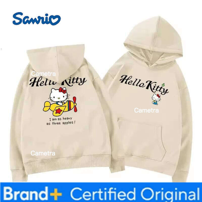 Sanrio Women's Hoodies Autumn Winter Clothing Cute Anime Hello Kitty Graphics Hooded Fashion Sweatshirt Y2K Oversized 100% Cotton Tops H260112