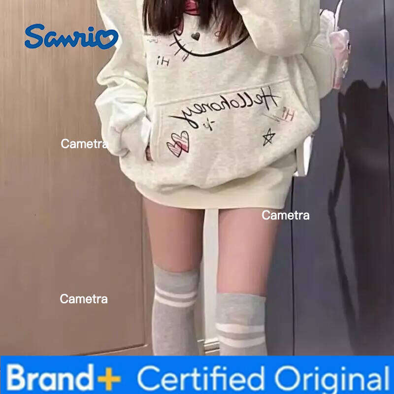 Sanrio Hello Kitty Girl Hoodie Sweatsuit Kawaii Anime Fashion Casual Hooded sweatshirt Long-Sleeved Autumn Winter Pullover Tops H260112