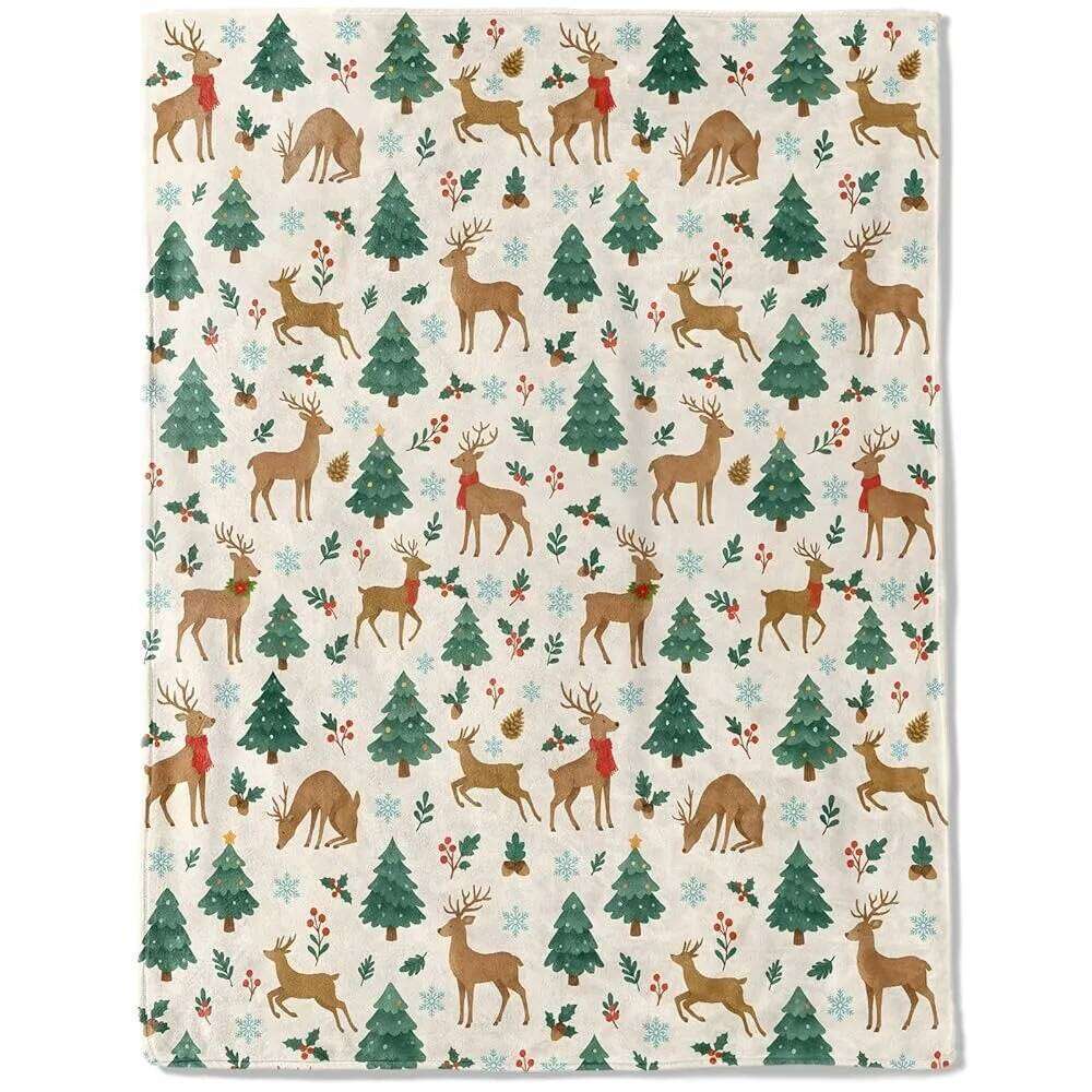 Festive Delight Christmas Blanket with Nutcrackers Cookies & Stars Pattern Print Soft and comfortable New Year Home Decoration XJ260112