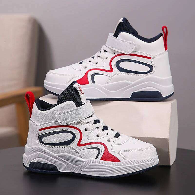 A pair of children's four-season leather high-top wear-resistant basketball shoes, sizes 31-40, KT-M1698 C260112