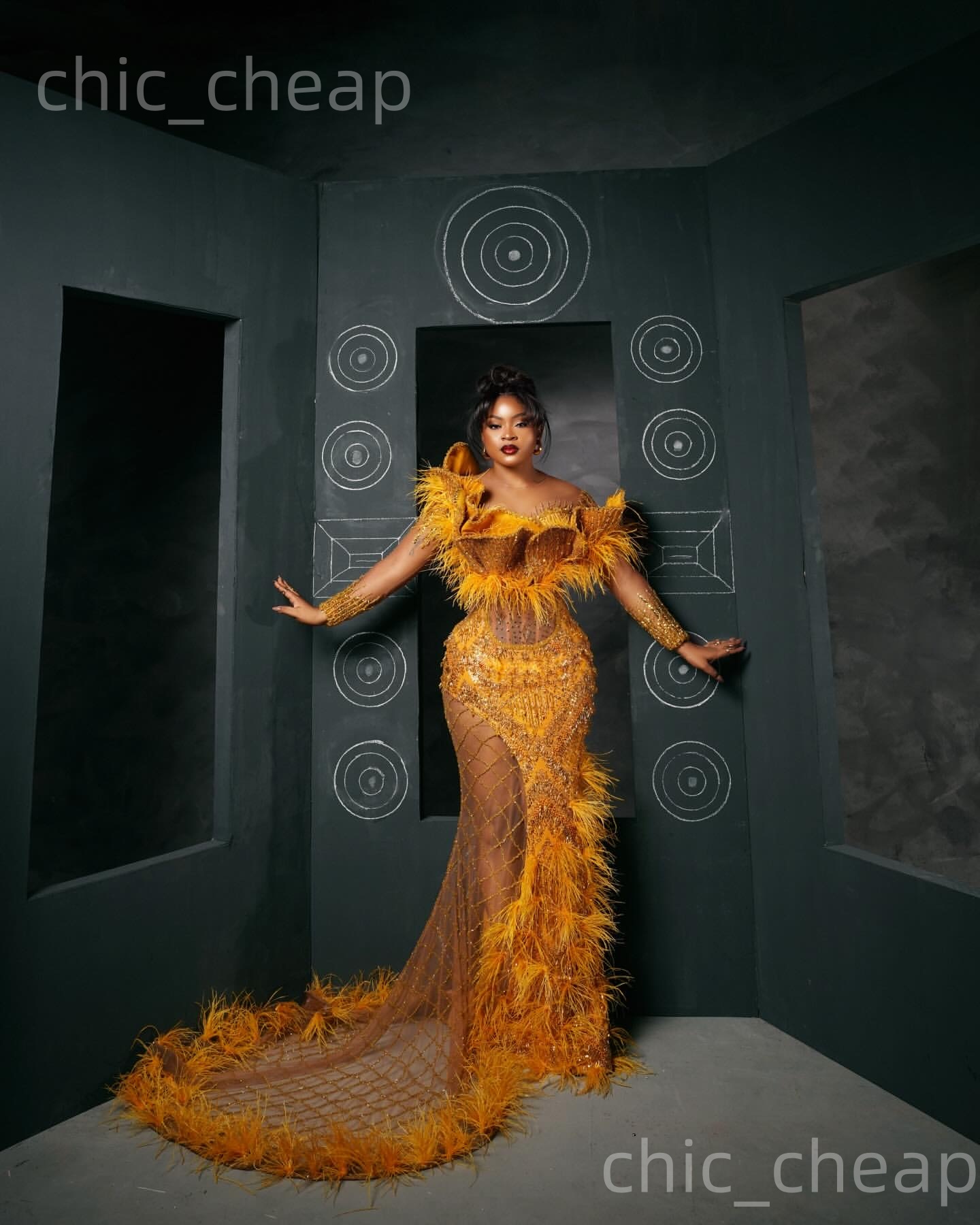 Aso Ebi Nigerian Yellow Mermaid Prom Dresses 2026 Beaded Crystals Feather Evening Formal Party Second Birthday Engagement Gowns Dress For Special Occa