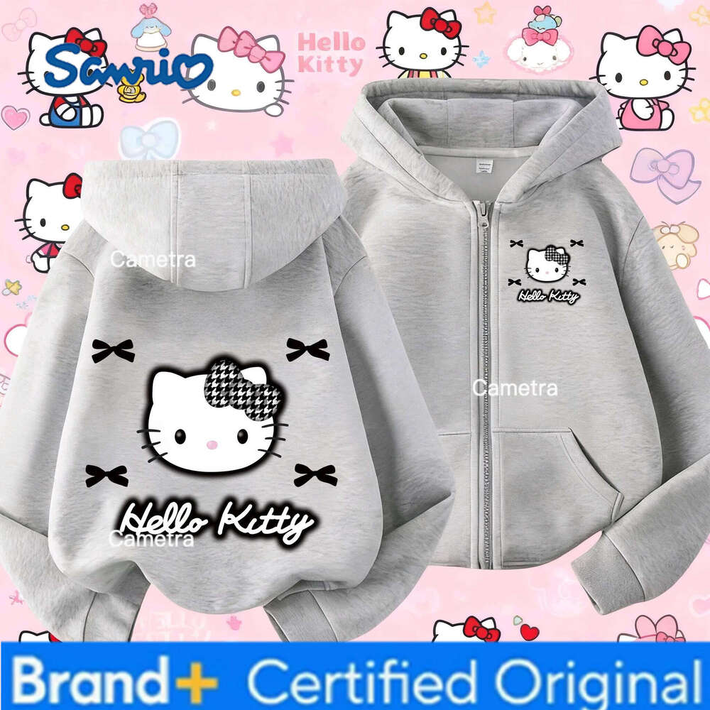 Sanrio Hello Kitty zip up is comfortable cute, suitable for children's daily wear and casual sweatshirt H260112