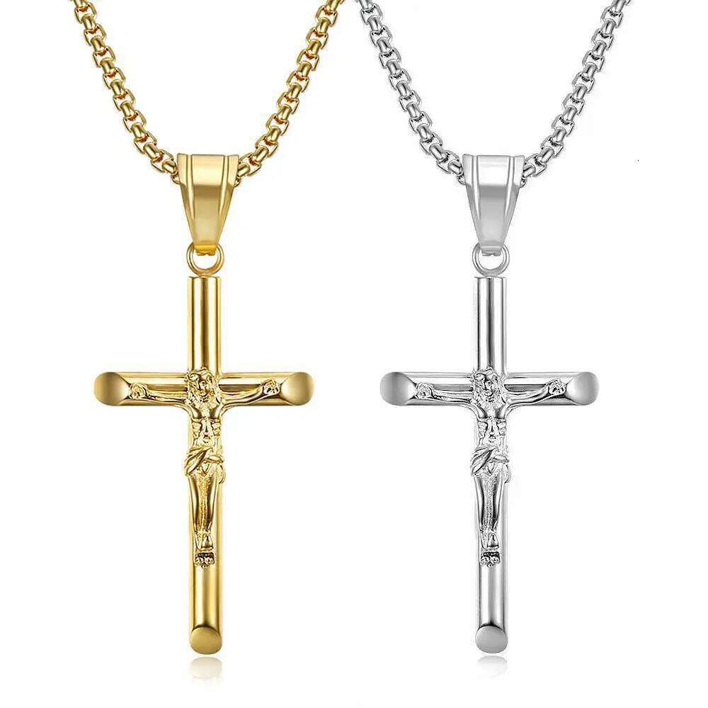 Stainless Steel Titanium God Jesus Cross Hip Hop Pendant Collar Chains Necklace for Men Women Boyfriends Gift Jewelry H260112