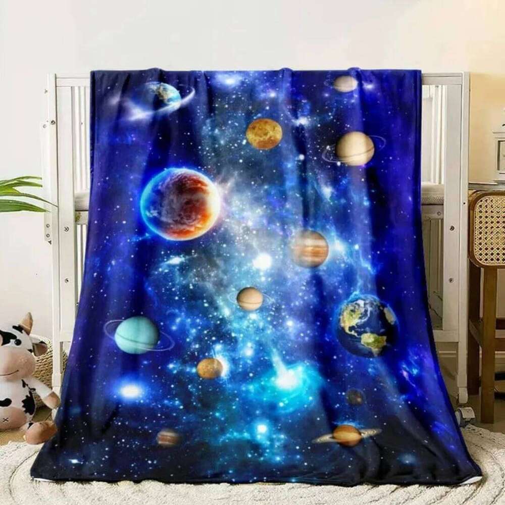 Galaxy stars in space digital-printed polyester Bedroom velvet flannel blanket Fleece soft sofa cover blankets for beds XJ260112