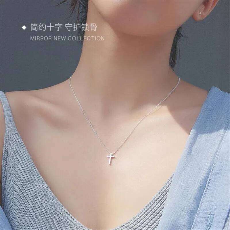 New Arrival Simple Cross Coll Girl 925 Sterling Silver Jewelry Fashion Women Clavicle Chain Pendant Necklaces XL006 H260112