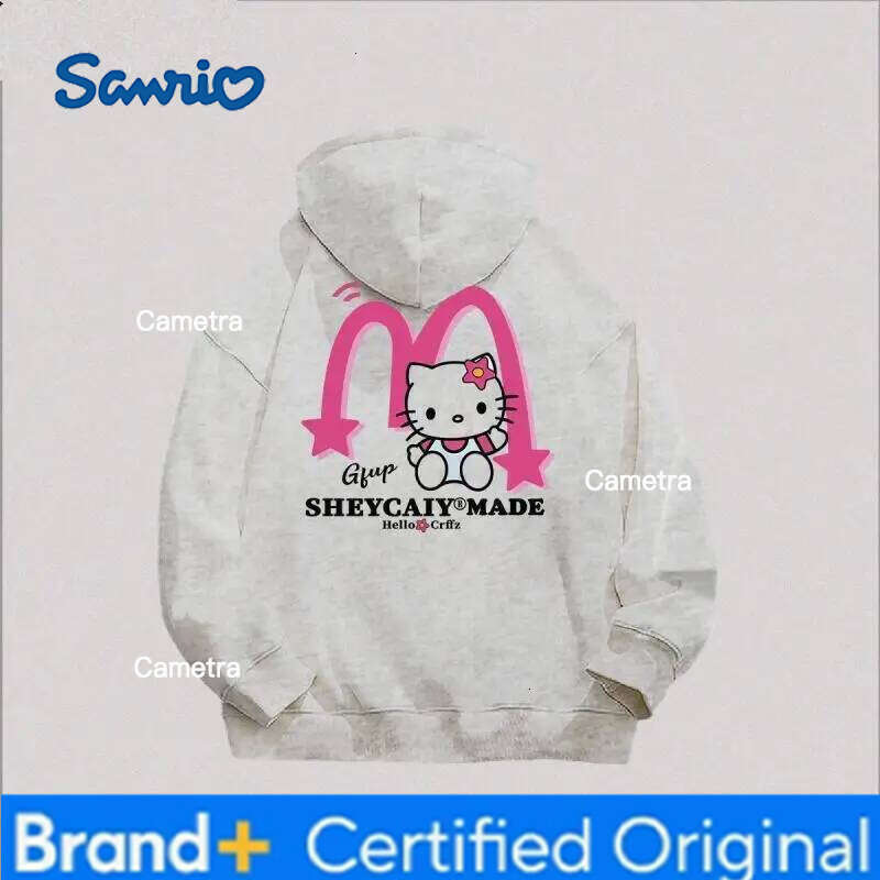 Sanrio Hello Kitty Women Hooded Sweatshirts Kawaii Cartoon Spring Autumn Fashion Long Sleeve Tops Woman Clothing Outerwear New H260112