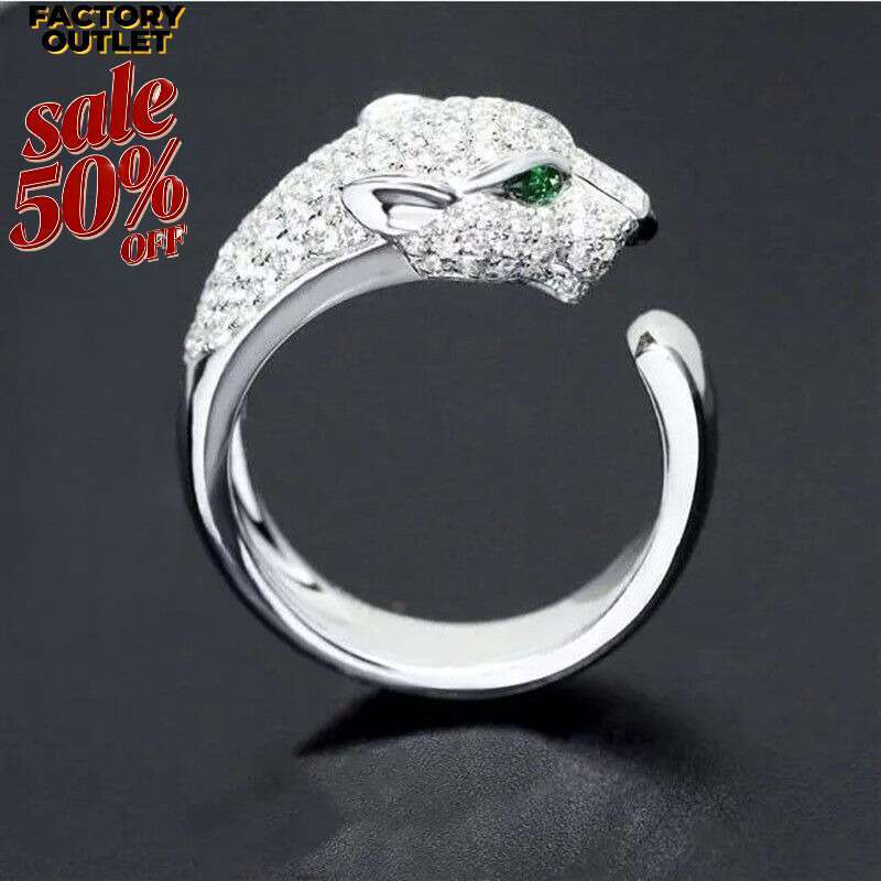 Ring For Women New Domineering Light Fashion Leopard Head Ring Men and Women Platinum Plated Micro Inlaid Zircon Open Ring