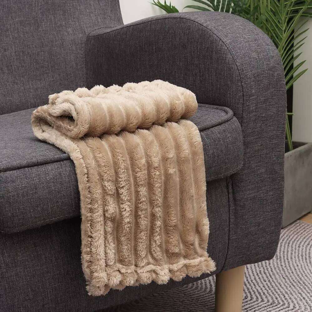 New Double Sided Warm Skin-Friendly Breathable Throw Blanket Ultra Soft Solid Color Striped Blankets XJ260112