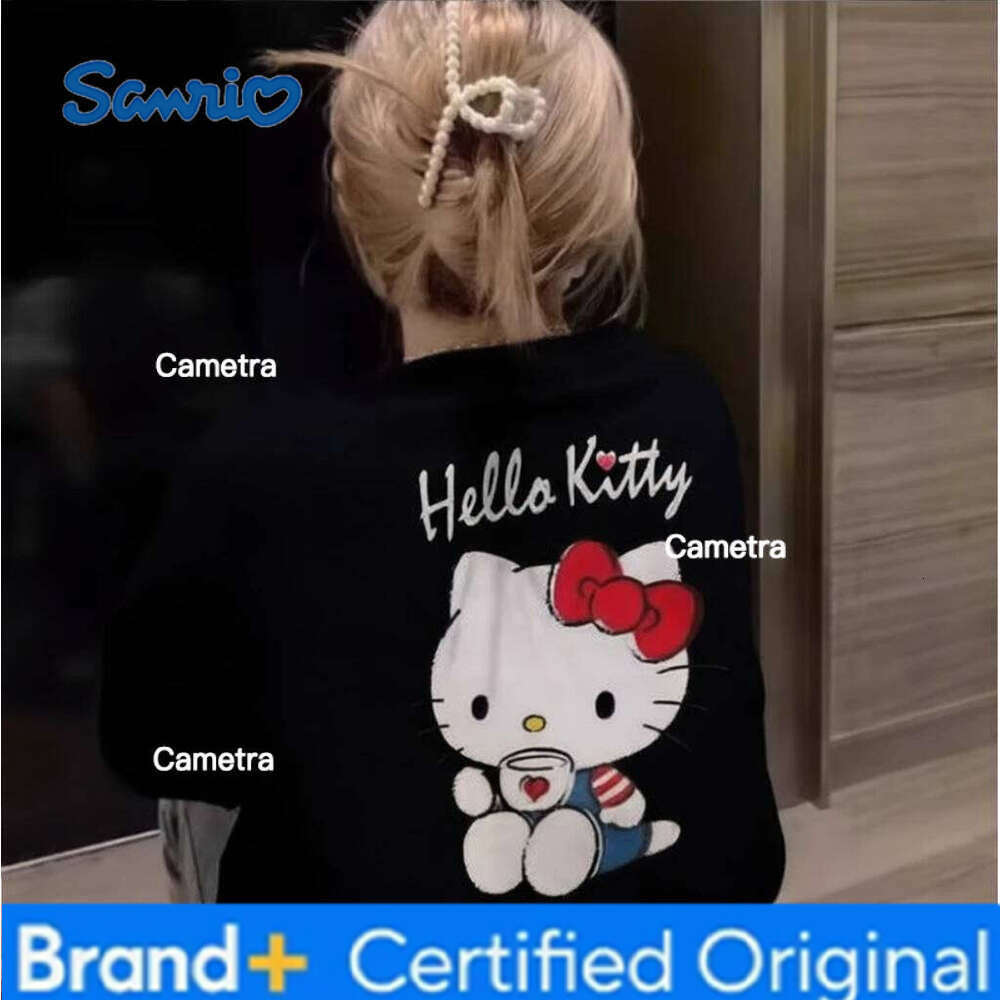 Sanrio Miniso Hello Kitty Cartoon Printed Summer Short Sleeve Cotton T-shirt Loose Casual Versatile Hot-selling H260112