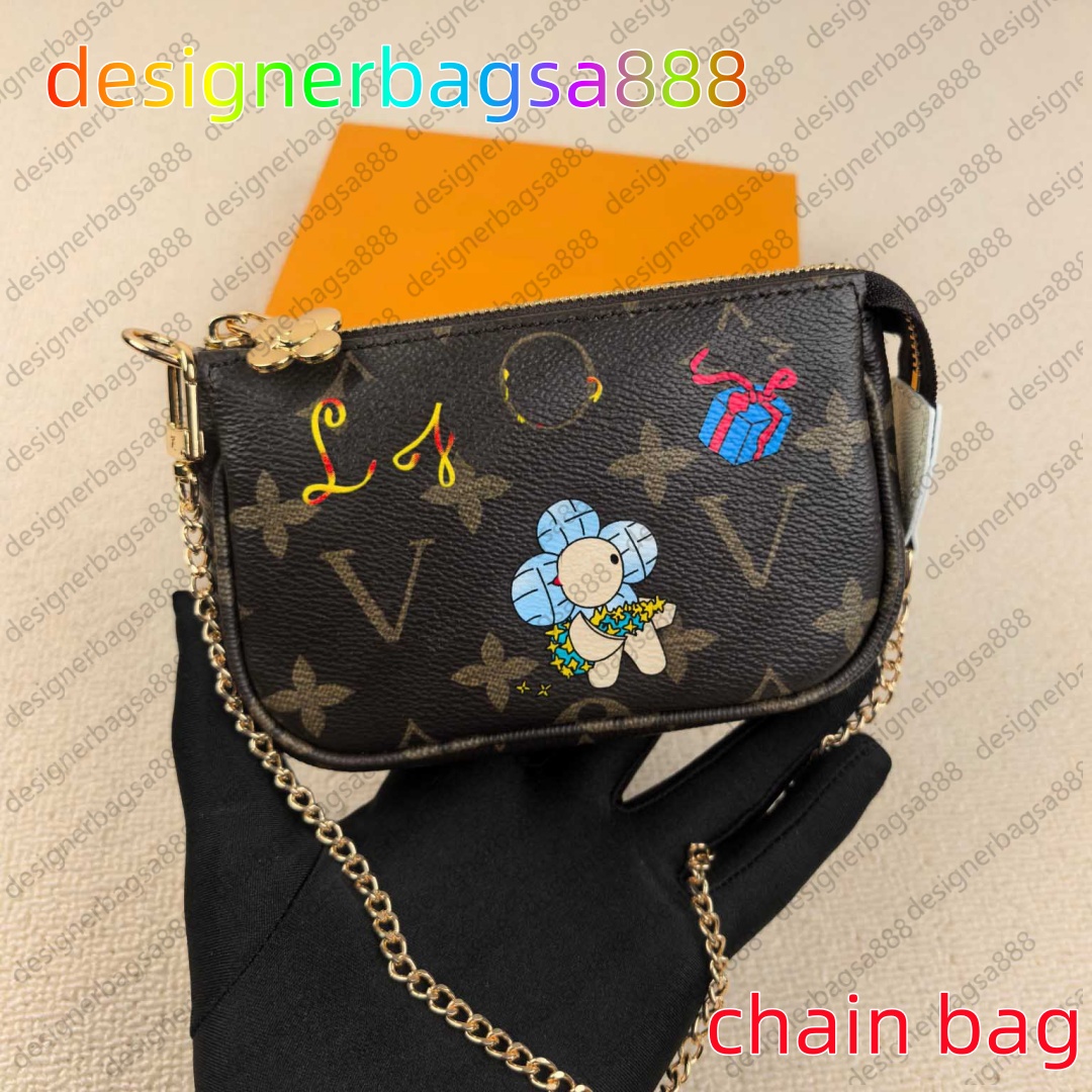 TOP designer Clutch MINI POCHETTE ACCESSOIRES Womens Brand mascot fashion Mini chain cartoon Shoulder bag Leather purse handbags wallet Long wallet card holder
