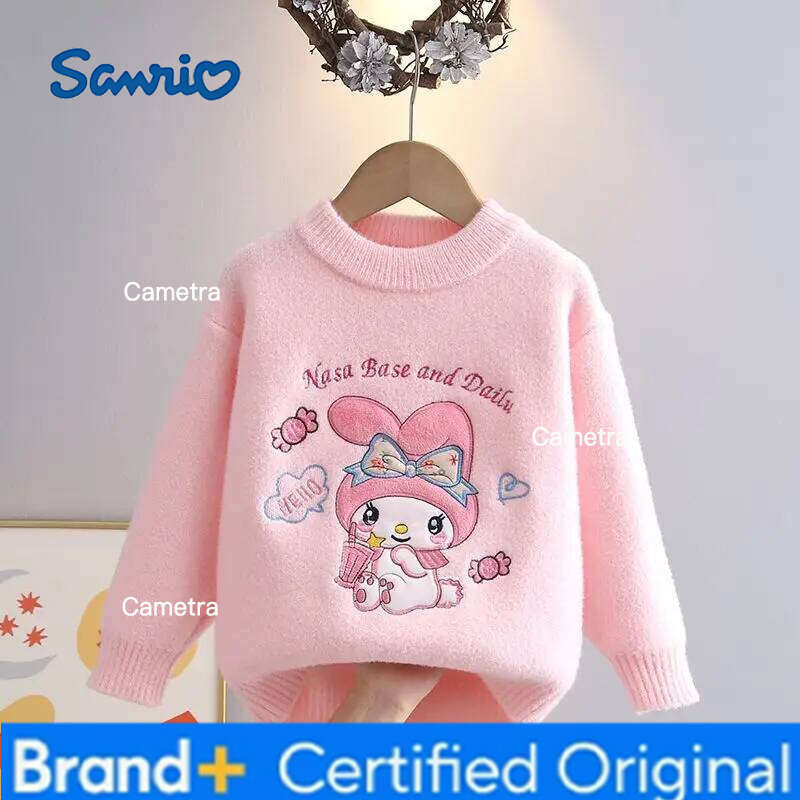 Sanrio Girls Coat New My Melody Autumn Winter Cute Tops Cartoon Pullover Knitwear Base Shirt Kawaii Sweater Gift H260112