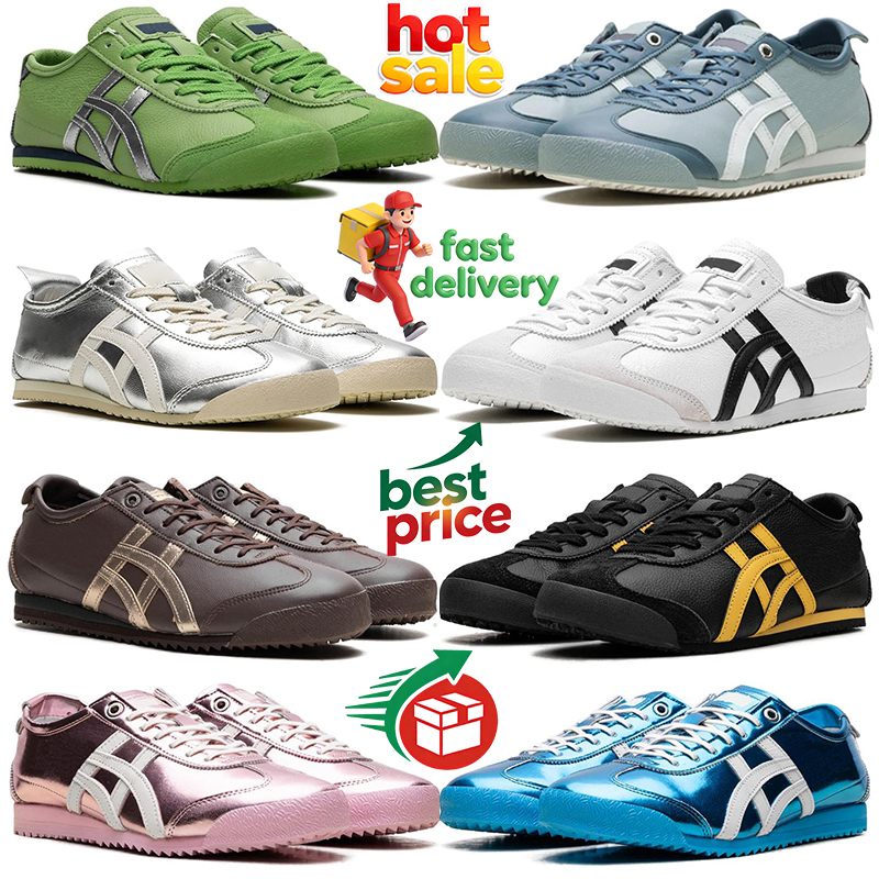 free shipping designer outdoor shoes tiger mexico 66 men women sneakers Triple Black White Birch Green Pure Silver mens womens sports trainers