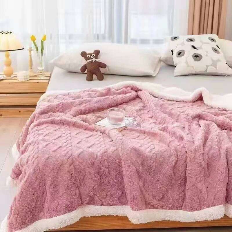 Office Soft and Comfortable Air-conditioned Shawl Winter Thick Lamb Wool Twist Double-layer Flanged Blanket XJ260112