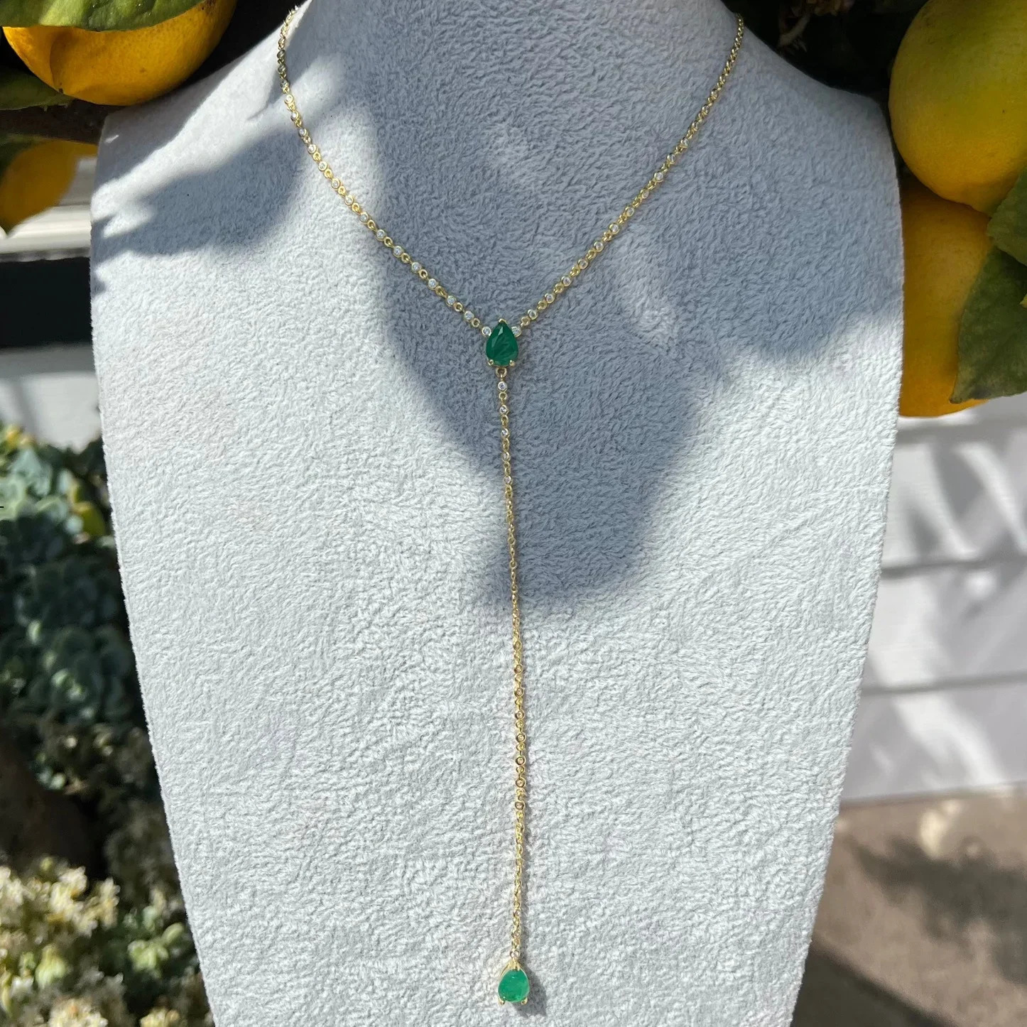 Bezel 5A Cubic Zirconia Round CZ Station Chain Green Tear Drop Stone Sexy Women Long Y Lariat Necklace Selling 260107