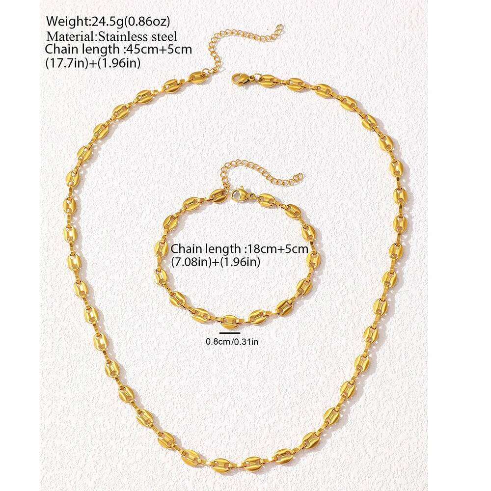 Stainless Steel Set Necklaces Bracelet with Cute Pig Nose Hollow Carving High-end textured jewelry set For Women Jewelry - view 5