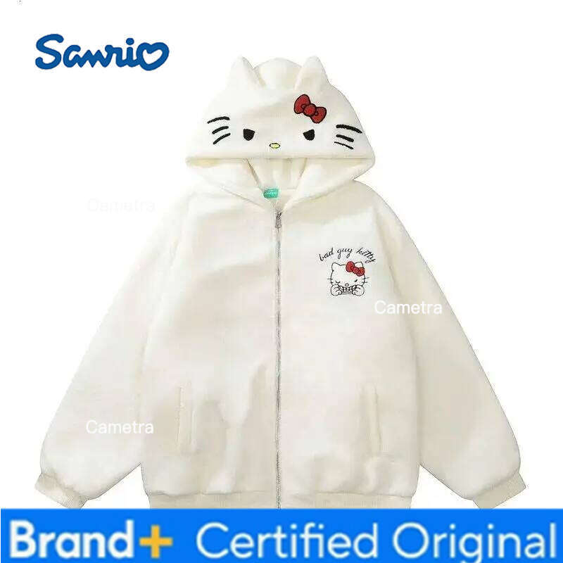 Sanrio Cute Jacket Kitty Cat Kawaii Sweatshirt Sweet Versatile Fashion Simple Loose Hot Selling Leisure Gift for Girlfriend H260112