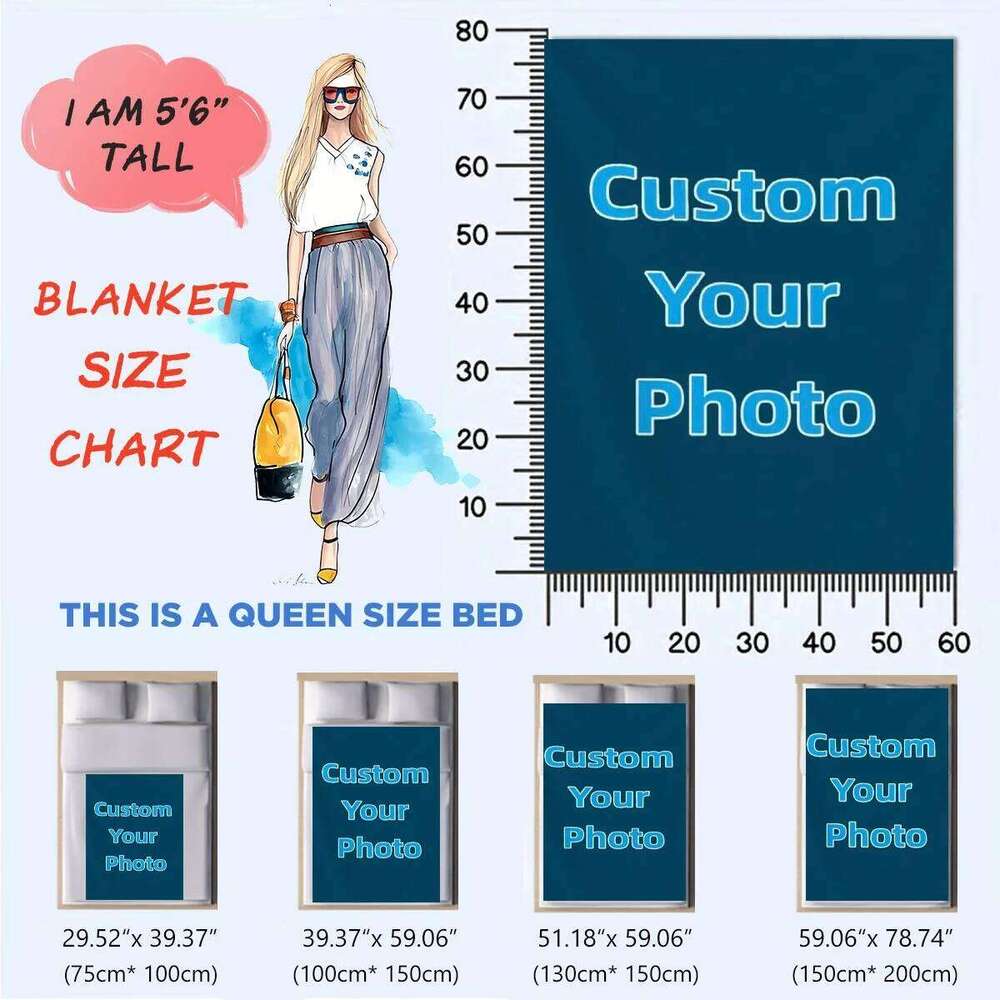 Custom Personalized Thick Winter Flannel Blanket with Your Photo Soft Warm Cozy Plush Fleece for Sofa Bed Office Nap Car Travel XJ260112