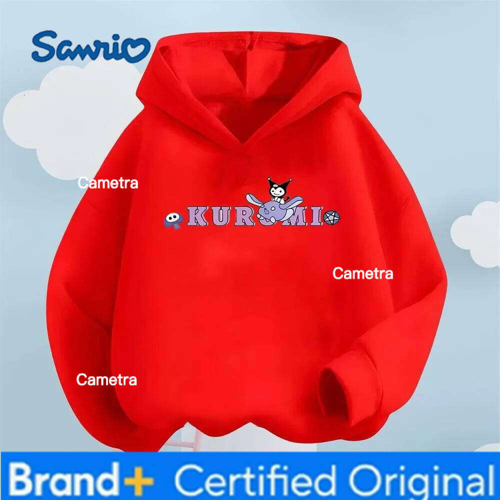 Sanrio Cute Cartoon Kuromi Children Hooded Sweatshirt Boy Girl Autumn Winter Daily Outdoor Vacation Casual Warm Soft Sportswear H260112