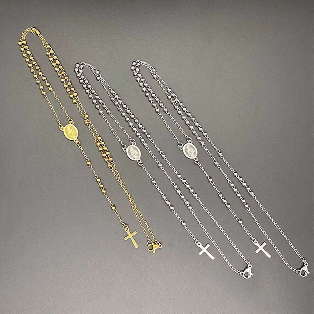 Stainless Steel Necklaces For Women Men Long Chain Crucifix Cross Pendant Necklace Religious Praye Jewelry gift H260112