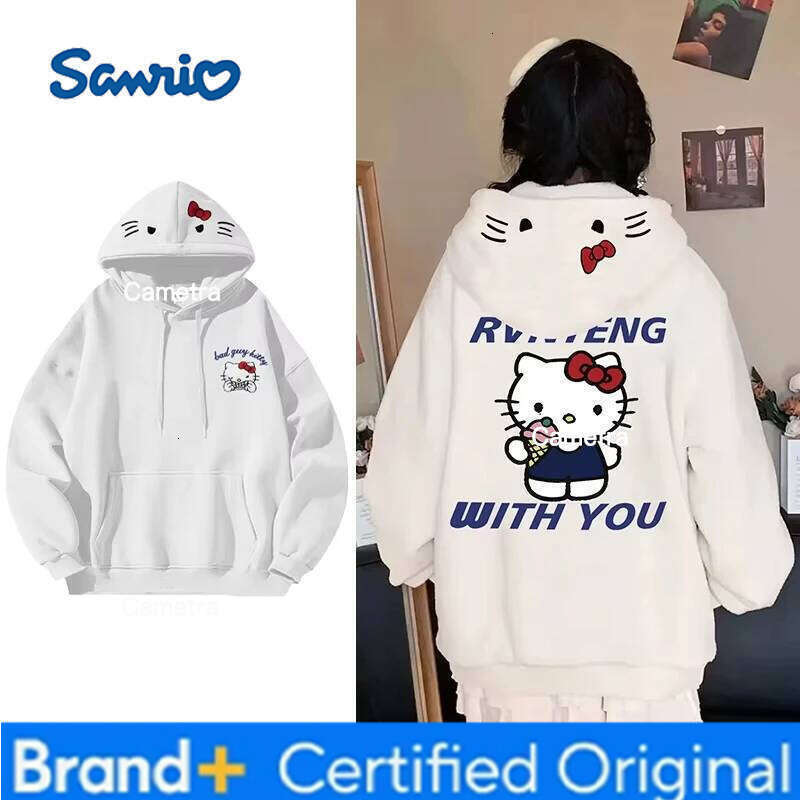 Sanrio MINISO Hello Kitty Autumn and Winter Loose Korean Version Lazy Style Hooded for Women Long Sleeve Sweatshirt H2601121