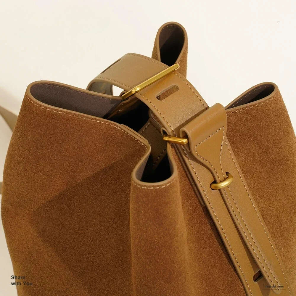 Luxury shoulder bag Hobo retro style multi set bucket bag Yangganju suede leather women's bag gray high-quality adjustable handbag SENYY