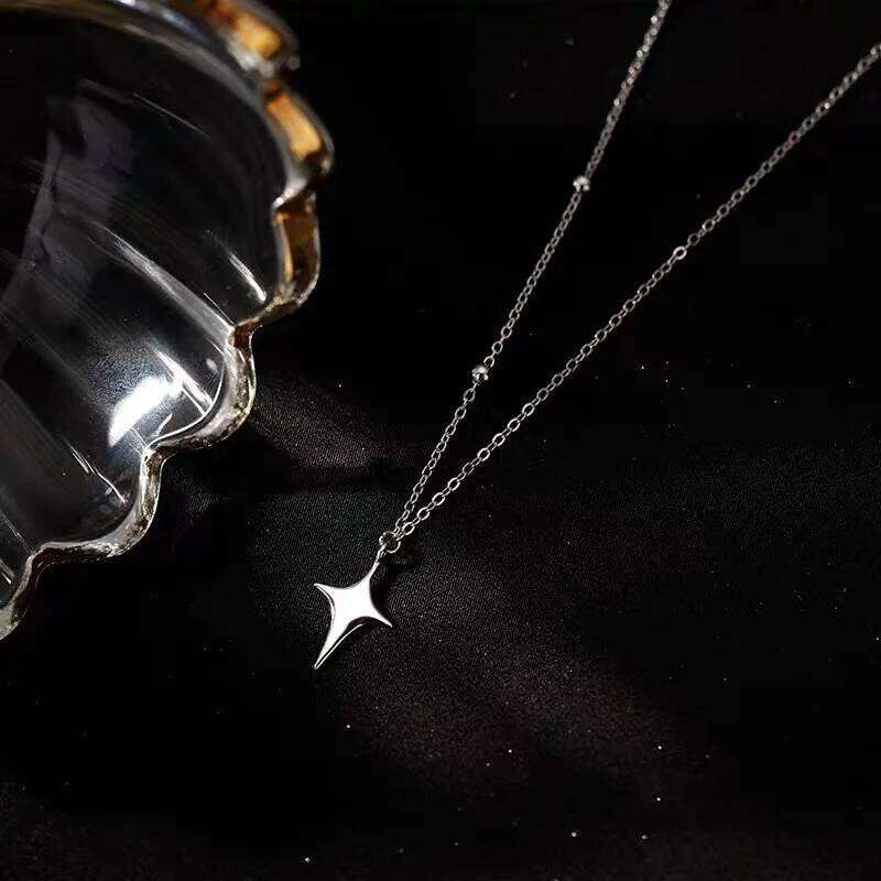 925 Sterling Silver Cross Necklace Star Asymmetric Personalized Collar Chain for Birthday Gifts to Friends Student Jewelry H260112