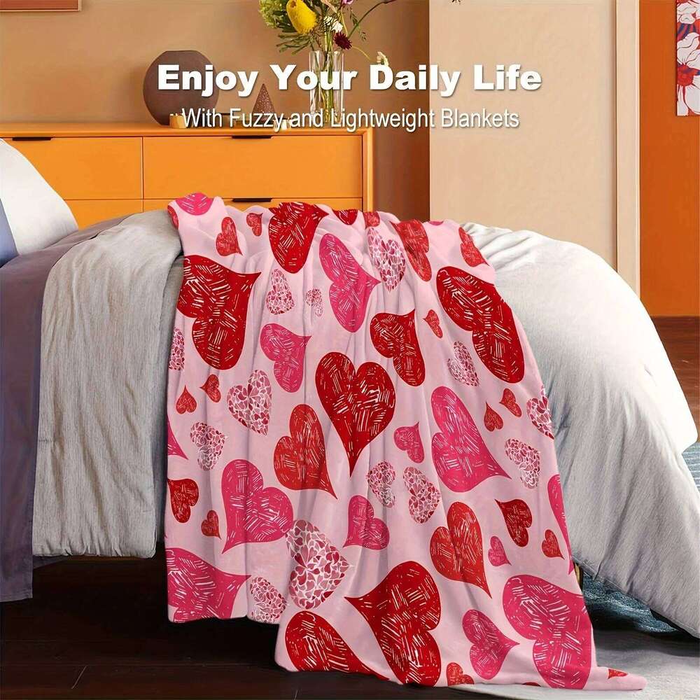 VIKAMA Valentine's Day Love Carpet Soft and Skin friendly Warm Napping Sofa Blanket Air Conditioning Room Shawl XJ260112