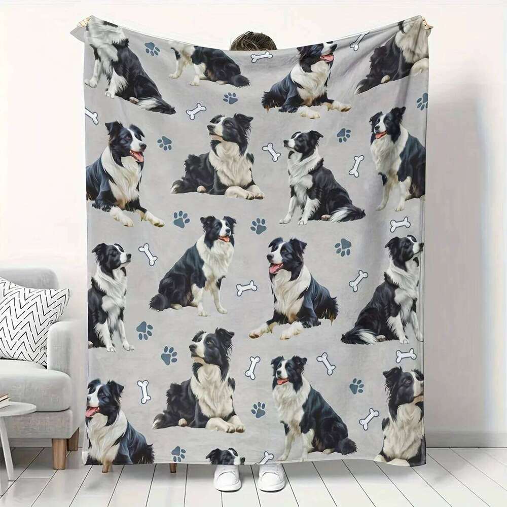 Cozy Border Collie Flannel Blanket - Warm Tear-Resistant All-Season | Home Decor & Pet Lover Gift XJ260112