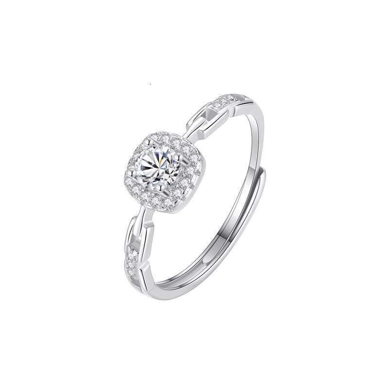 Ring Square zircon Chain for Women Light Luxury High end Adjustable Engagement Wedding Rings Gift Trendy