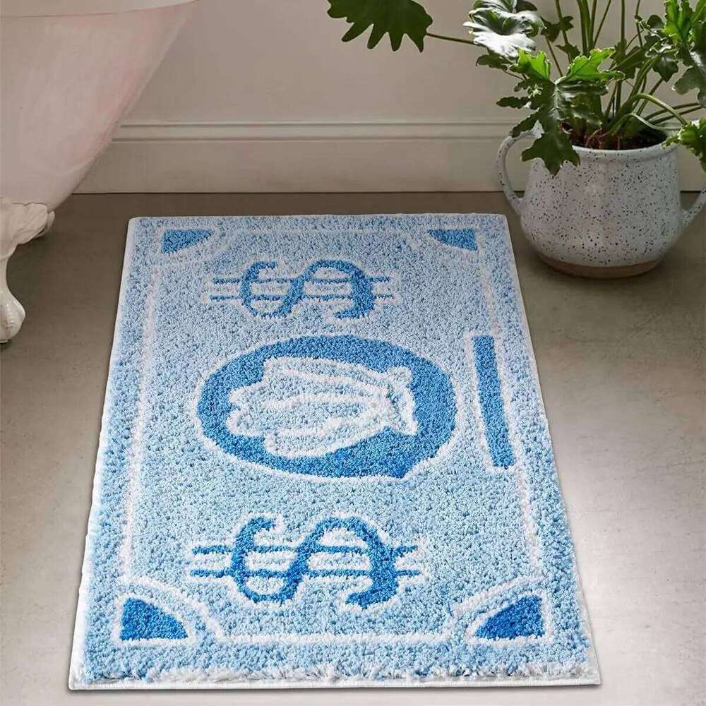 Cartoon Note Money Print Floor Mat Waterproof Anti Slip Home Decor Carpet for Living Room Bedroom Entrance Kitchen Outdoor Decor Durable Washable